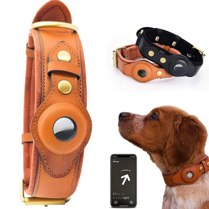 Leather Anti Lost Dog Collar